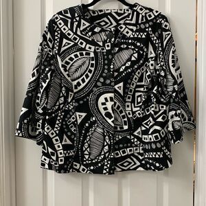 NTouch Size Large black-and-white three button closure somewhat cropped jacket